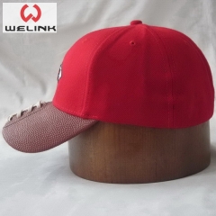 Welink High Quality Embroidery Logo PU Leather Cotton Baseball Cap