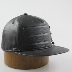 Wholesale PU leather flat bill Snapback caps hats