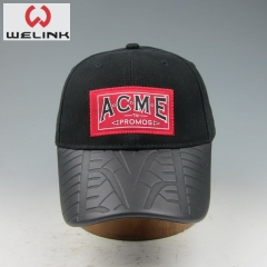 PU Leather Brim Patch Logo Embroidery Dad Cap