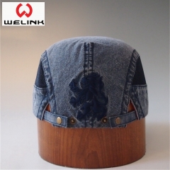 Hot Sale Custom Logo Men's Vintage Denim Adjustable Ivy Hat And Cap