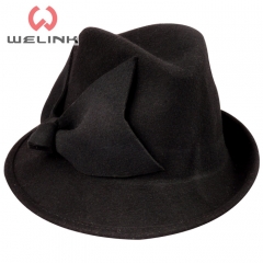 Classical 100% Wool Felt Wide Brimmed Fedora Hat