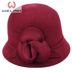 Fashion women 100% wool felt cloche cap hat custom color wool cloche