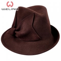 Classical 100% Wool Felt Wide Brimmed Fedora Hat