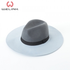 Wholesale wool felt two colors wide fedora hats