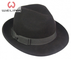 Classical 100% Wool Felt Wide Brimmed Fedora Hat